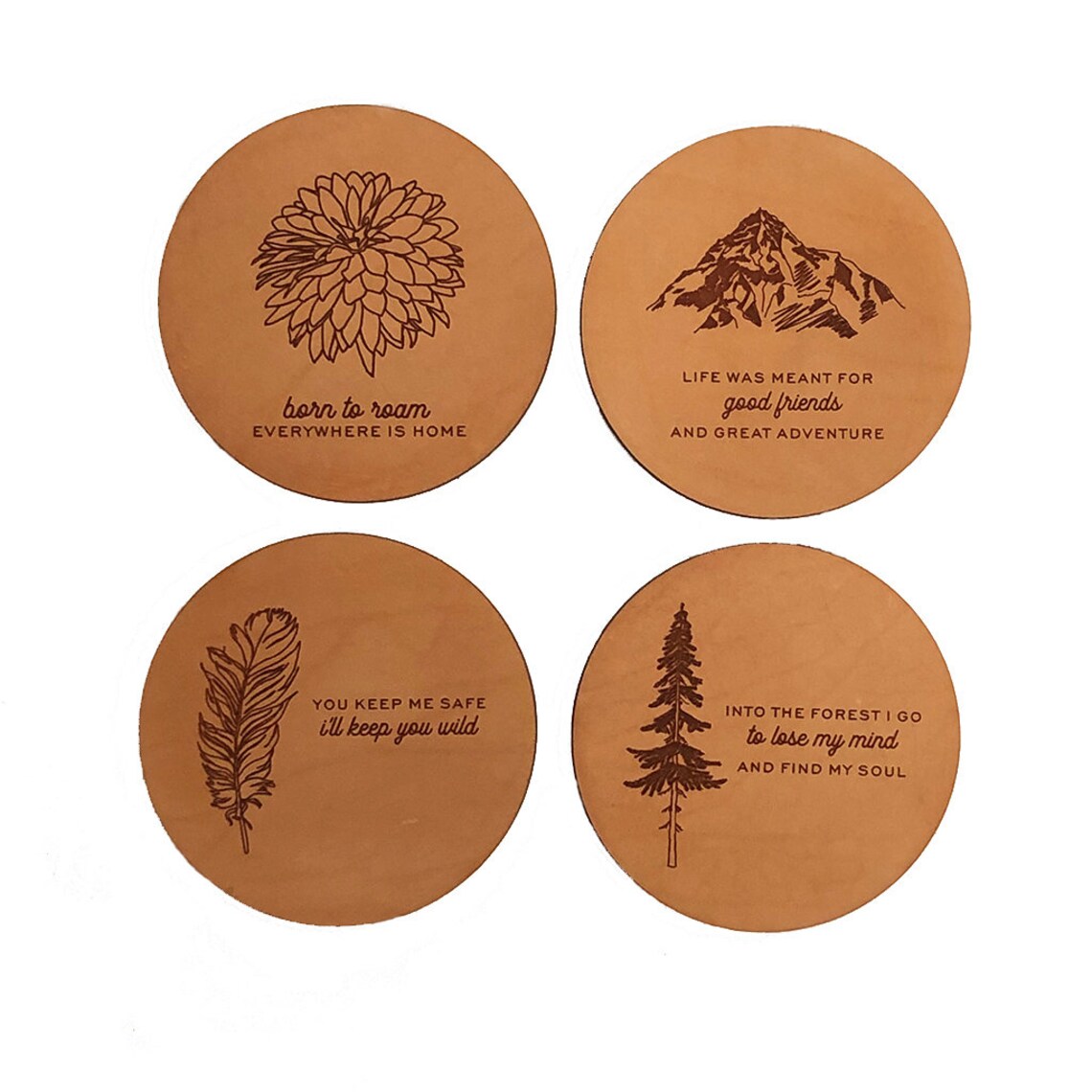Leather Coaster Set Etsy
