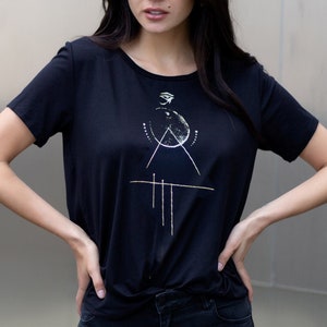 Omni Scoop T, Gold Foil Art, Celestial Shirt, Manifestation Shirt, Egyptian Shirt, Eye of Horus, Spiritual Shirt, Sacred Geometry Hand Drawn