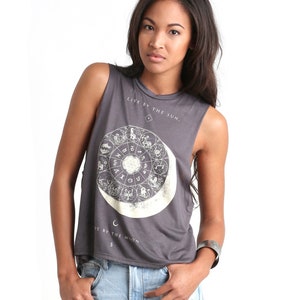 Eclipse Sleeveless, Moon Phases, Astrology Shirt, Boho Tank top, Sun and Moon T, Spiritual Shirt, Eclipse Shirt, Celestial Shirt, Hand-Drawn