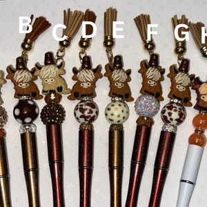 HIGHLAND COW Beaded Pens W/Silicone Focal Beads