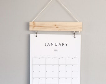 2024 Wood Calendar with boxes, Monthly Calendar, Wall decor, Simple wood calendar, monthly minimal, Natural wood, modern planner