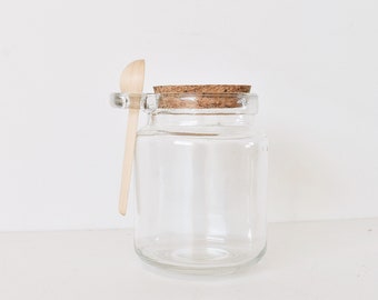 Spice jar, Mini jar with wooden spoon, Sugar jar, Kitchen decor, Home decor, Gift idea, Simple kitchen products, Glass jar