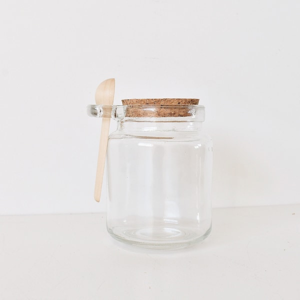 Spice jar, Mini jar with wooden spoon, Sugar jar, Kitchen decor, Home decor, Gift idea, Simple kitchen products, Glass jar