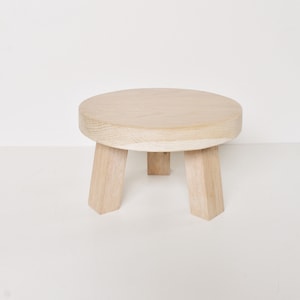 Stool, Round stool, Plant stand, White oak, Natural wood decor, Bathroom stool, Bohemian, Scandinavian style furniture, Handmade