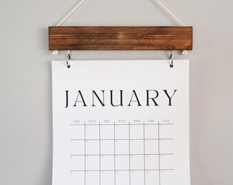 2024 Wood Calendar with boxes, Monthly Calendar, Wall decor, Simple wood calendar, monthly minimal, Natural wood, modern planner