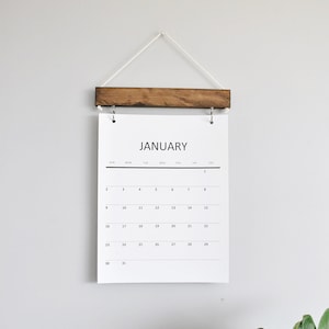 2024 Original Wood Calendar, Monthly Calendar, Wall decor, Simple wood calendar, monthly minimal, Natural wood, wood, modern planner Dark walnut hanger