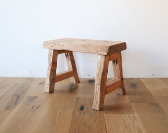 Rustic wood stool, rustic step stool, Children's bench, Plant stand, Handmade rustic stool, Solid wood furniture, Scandinavian furniture