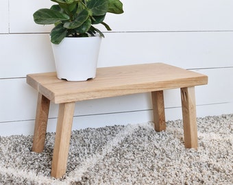 Stool, Rectangle stool, Plant stand, White oak, Natural wood decor, Bathroom stool, Bohemian, Scandinavian style furniture, Handmade