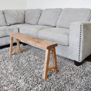 Rustic Pine Wood Bench, Farmhouse Entryway Furniture