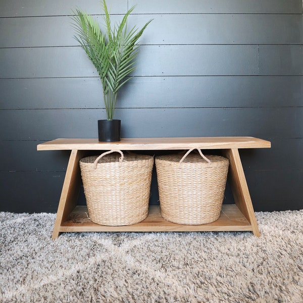 White Oak bench, Storage bench, Shoe bench, Natural wood bench, Entryway, Boho, Solid wood bench, Furniture, Wood Furniture, Coffee table