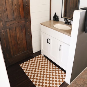 Checkered rug, bathroom mat, bathroom rug, small rug, entryway mat, Bohemian style rug, Shower mat, Tan checkered rug, Simple design