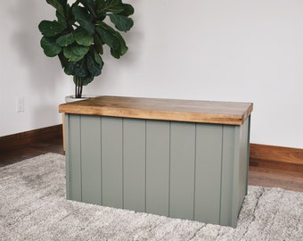 Sage green storage bench, Toy box, Solid wood furniture, Toy storage, Shoe storage, Sage green furniture, Minimalist, Home decor, Entryway