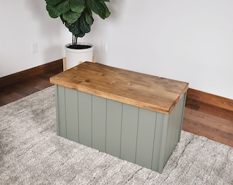 Sage green storage bench, Toy box, Solid wood furniture, Toy storage, Shoe storage, Sage green furniture, Minimalist, Home decor, Entryway