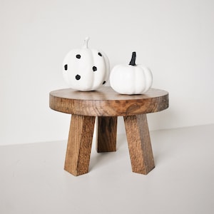Stool, Round stool, Plant stand, White oak, Natural wood decor, Bathroom stool, Bohemian, Scandinavian style furniture, Handmade