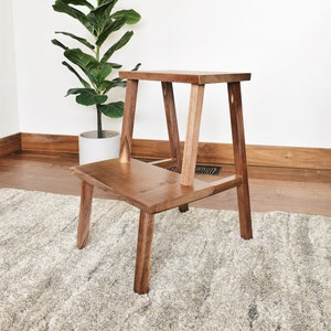 Stool, Black walnut stool, Plant stand, Handmade, Modern furniture, Natural wood stool, Furniture, Wood furniture, Home decor