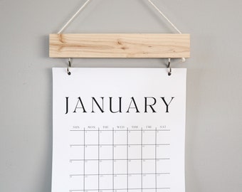 2024 Wood Calendar with boxes, Monthly Calendar, Wall decor, Simple wood calendar, monthly minimal, Natural wood, modern planner