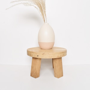 Stool, Round stool, Plant stand, White oak, Natural wood decor, Bathroom stool, Bohemian, Scandinavian style furniture, Handmade