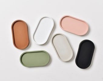 Handmade Concrete Soap Dish, Modern Oval or Rectangle Tray