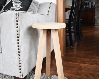 Side table, End table, White oak stool, Plant stand, Handmade, Modern furniture, Natural wood, Furniture, Wood furniture, Home decor