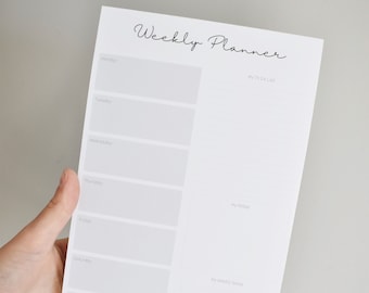 Weekly planner, Calendar, Birthday calendar, Modern calendar, 2023, Simple design, Black and white, Minimalist style, Notepad planner