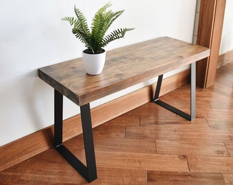 Wood bench with metal legs, Solid bench, Modern furniture, Entryway furniture, Dining room bench, Entryway bench, Scandinavian, Coffee table