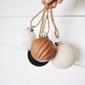 Textured Bulb Ornaments, Bohemian Christmas Decor, Set of 4