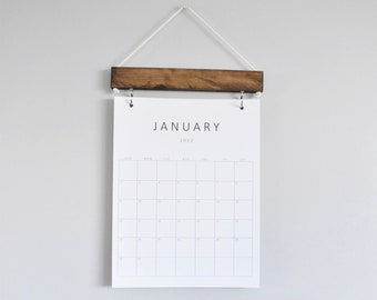 2024 Wood Calendar with boxes, Monthly Calendar, Wall decor, Simple wood calendar, monthly minimal, Natural wood, modern planner