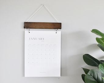 2023 Wood Calendar with boxes, Monthly Calendar, Wall decor, Simple wood calendar, monthly minimal, Natural wood, Dark wood, modern planner