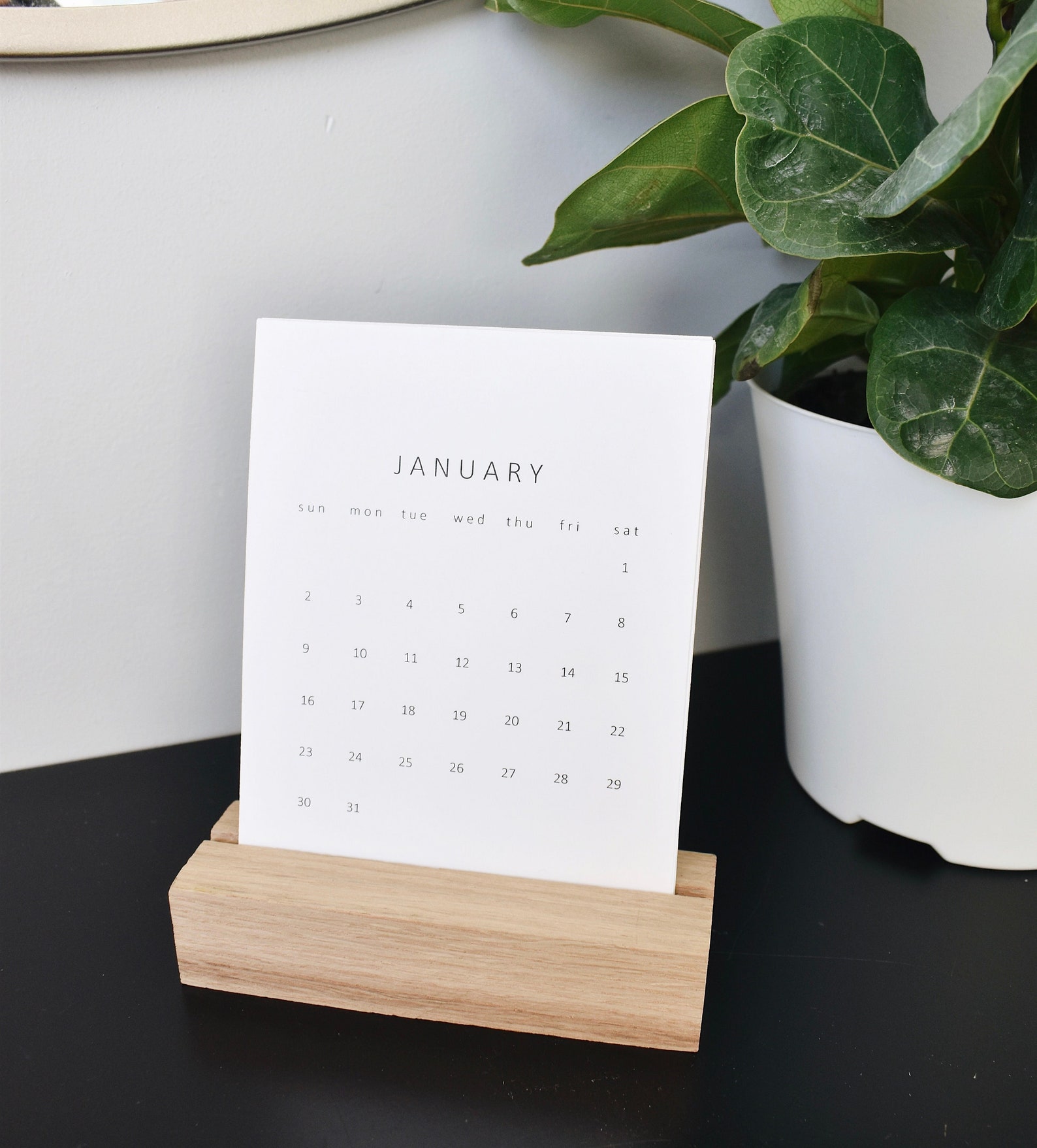 2023 Mini Desk Calendar Wood Calendar Wooden Stand Etsy