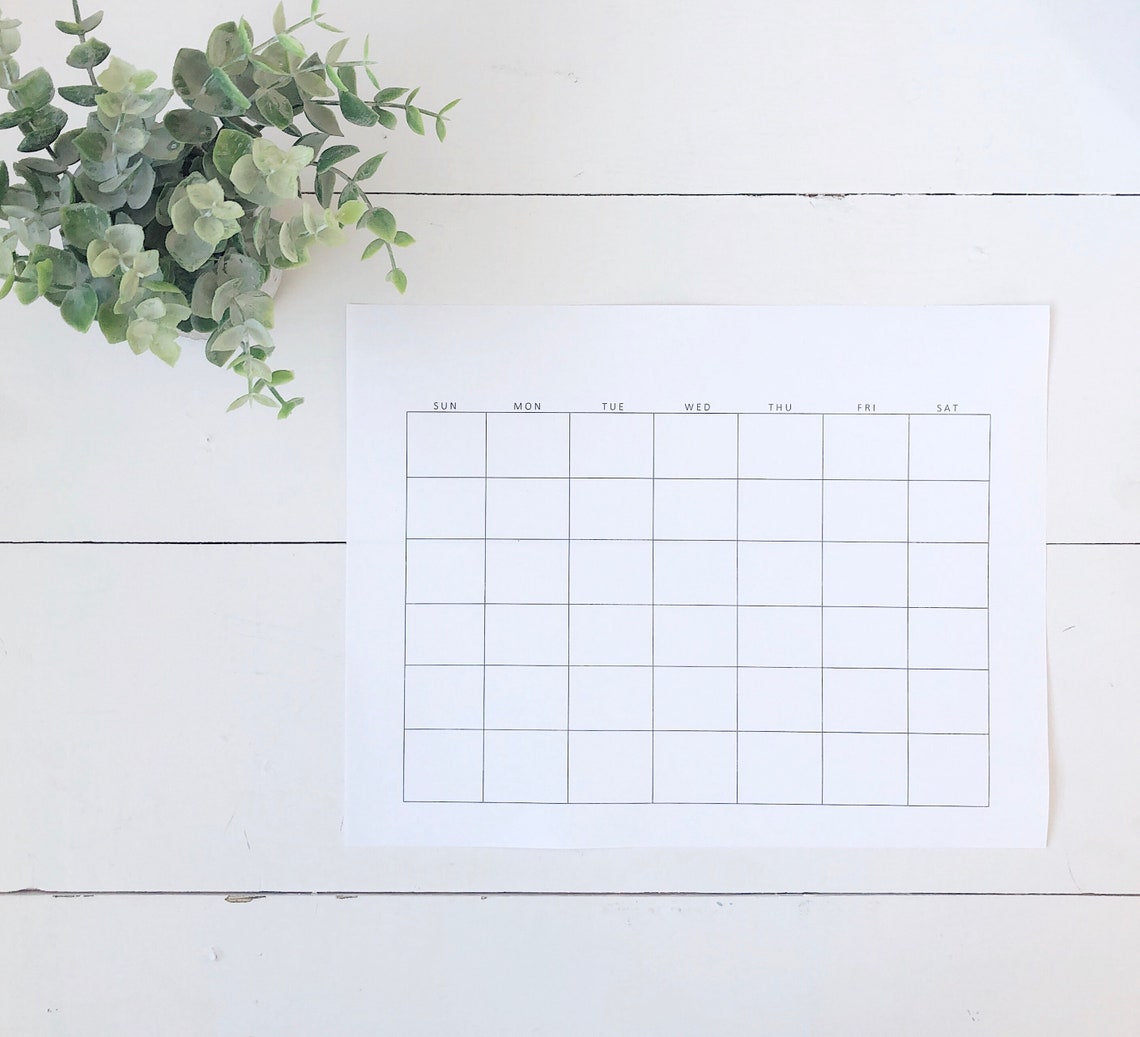 Printable calendar Blank calendar Reusable calendar print Etsy