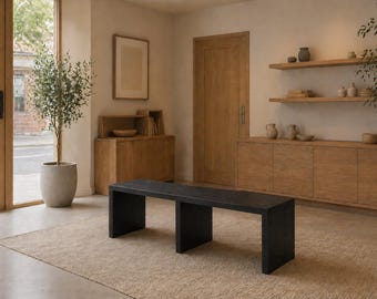 Black wood bench, Solid bench, Modern style bench, Entryway furniture, Dining room bench, Entryway bench, Scandinavian furniture, Boho