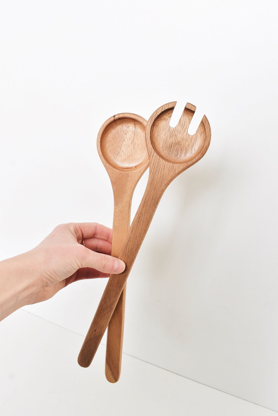 Set of 2 Acacia Spoons, Wooden Spoons, Pink, Natural Wood, Gift Idea