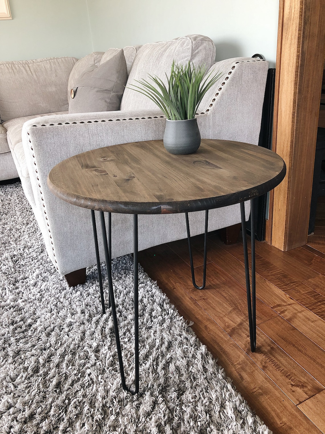 Round Table Table With Hairpin Legs Side Table End Table Etsy