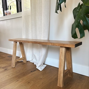 Wood bench, Solid bench, Boho style bench, Entryway furniture, Dining room bench, Entryway bench, Scandinavian furniture, Boho