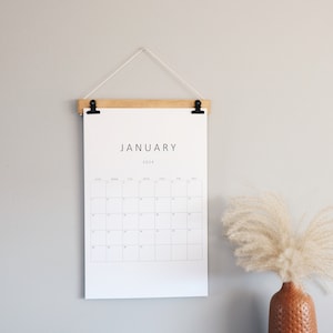 2024 Wood Calendar With Boxes, Monthly Calendar, Wall Decor, Simple