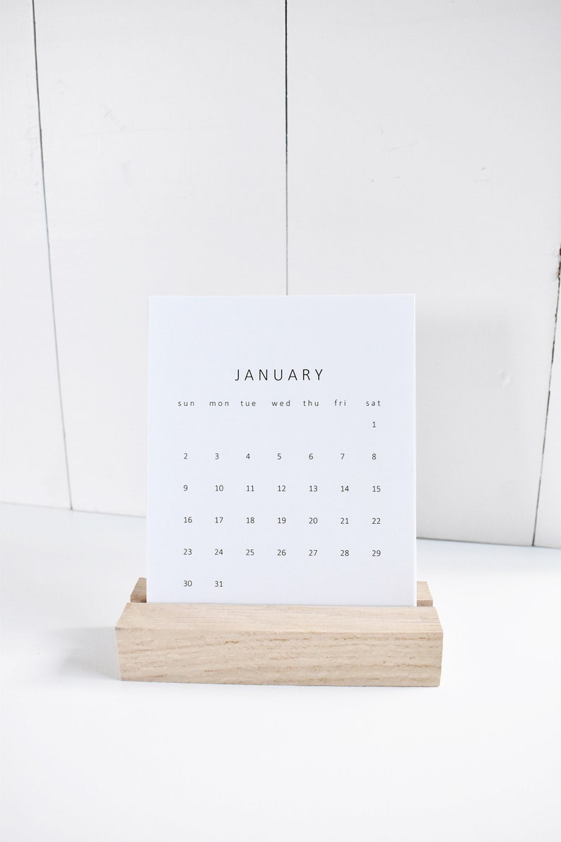 2023 Mini Desk Calendar Wood Calendar Wooden Stand Etsy