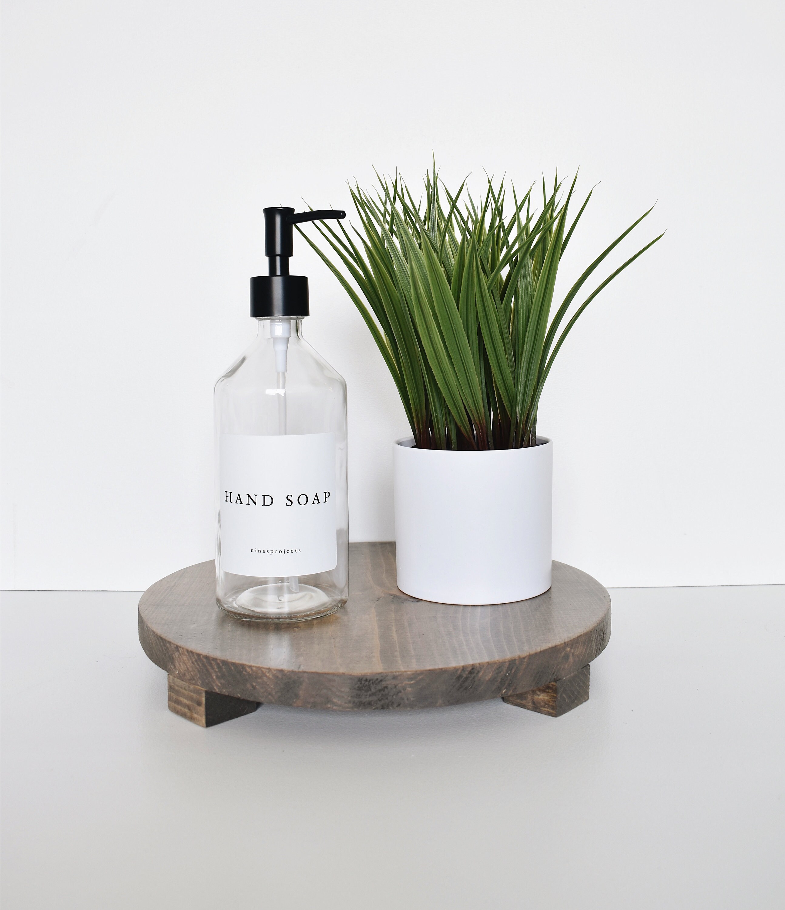 Soap Tray Round Pedestal Tray Farmhouse Decor Wood Tray Etsy