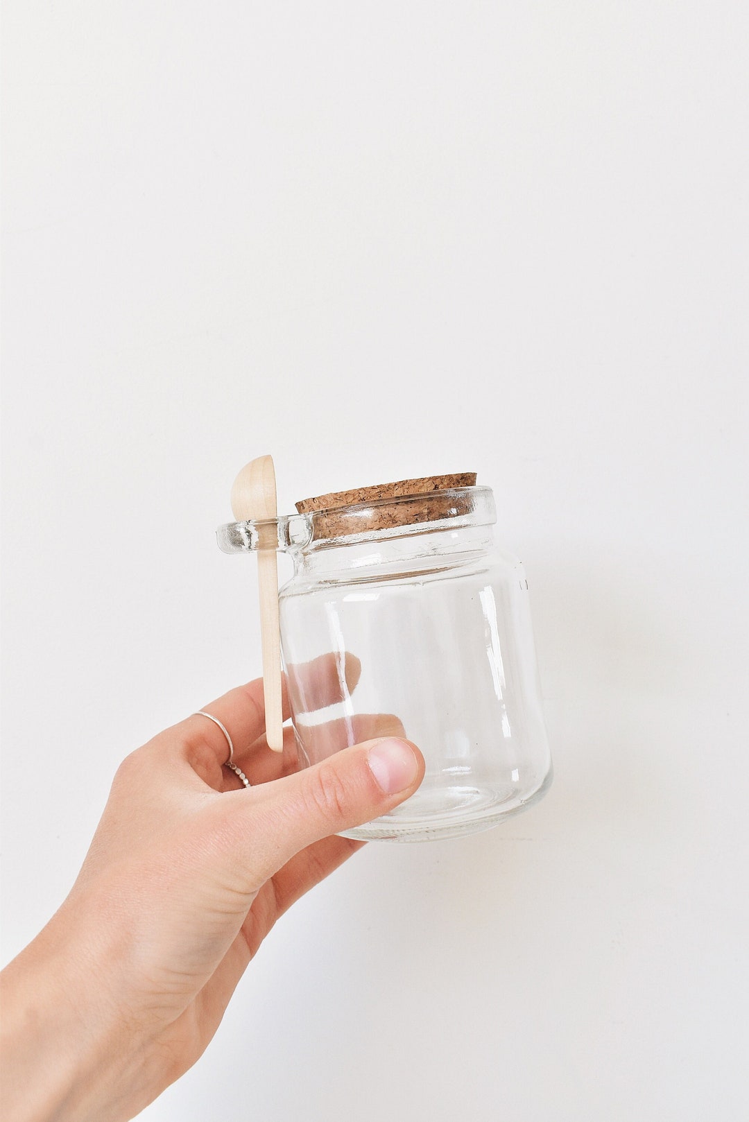 Sugar Jar, Mini Jar With Wooden Spoon, Spring Collection, Kitchen Decor