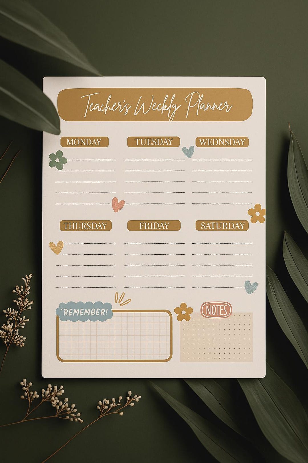 Teacher Checklist, Weekly Planner, List, Printable, Digital Teacher ...
