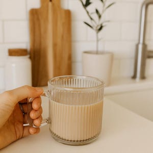 Ribbed mug, Coffee mug, Gift idea, Textured mug, simple, Coffee bar, Bohemian style, Home decor, Shelf decor, Kitchen, Glass ribbed mug