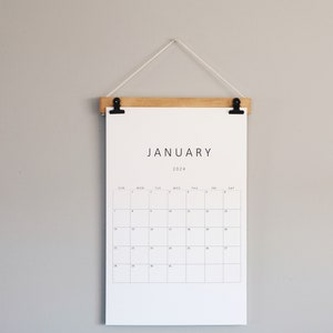 2024 Wood Calendar With Boxes, Monthly Calendar, Wall Decor, Simple