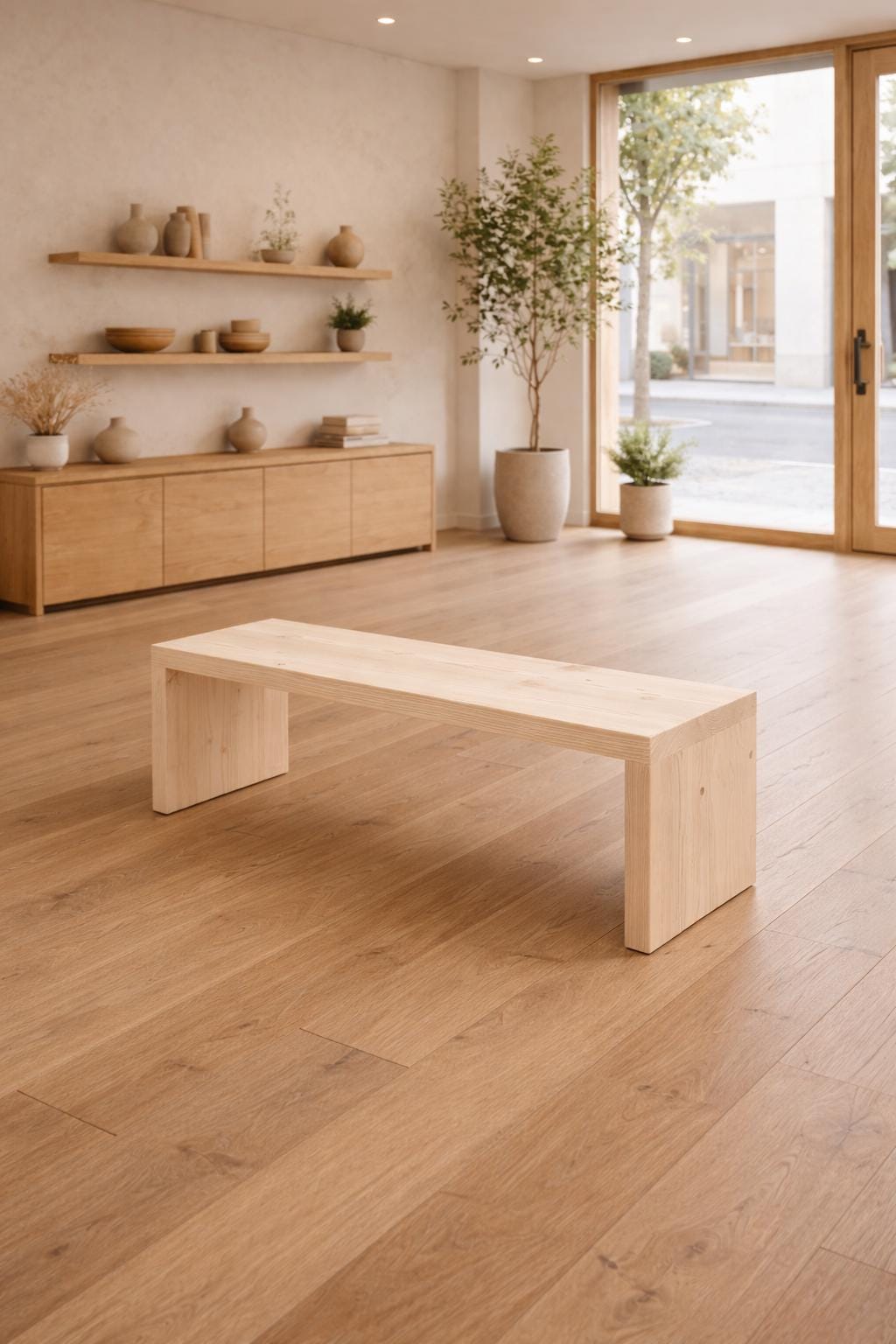 Natural Wood Bench, Solid Bench, Modern Style Bench, Entryway Furniture ...