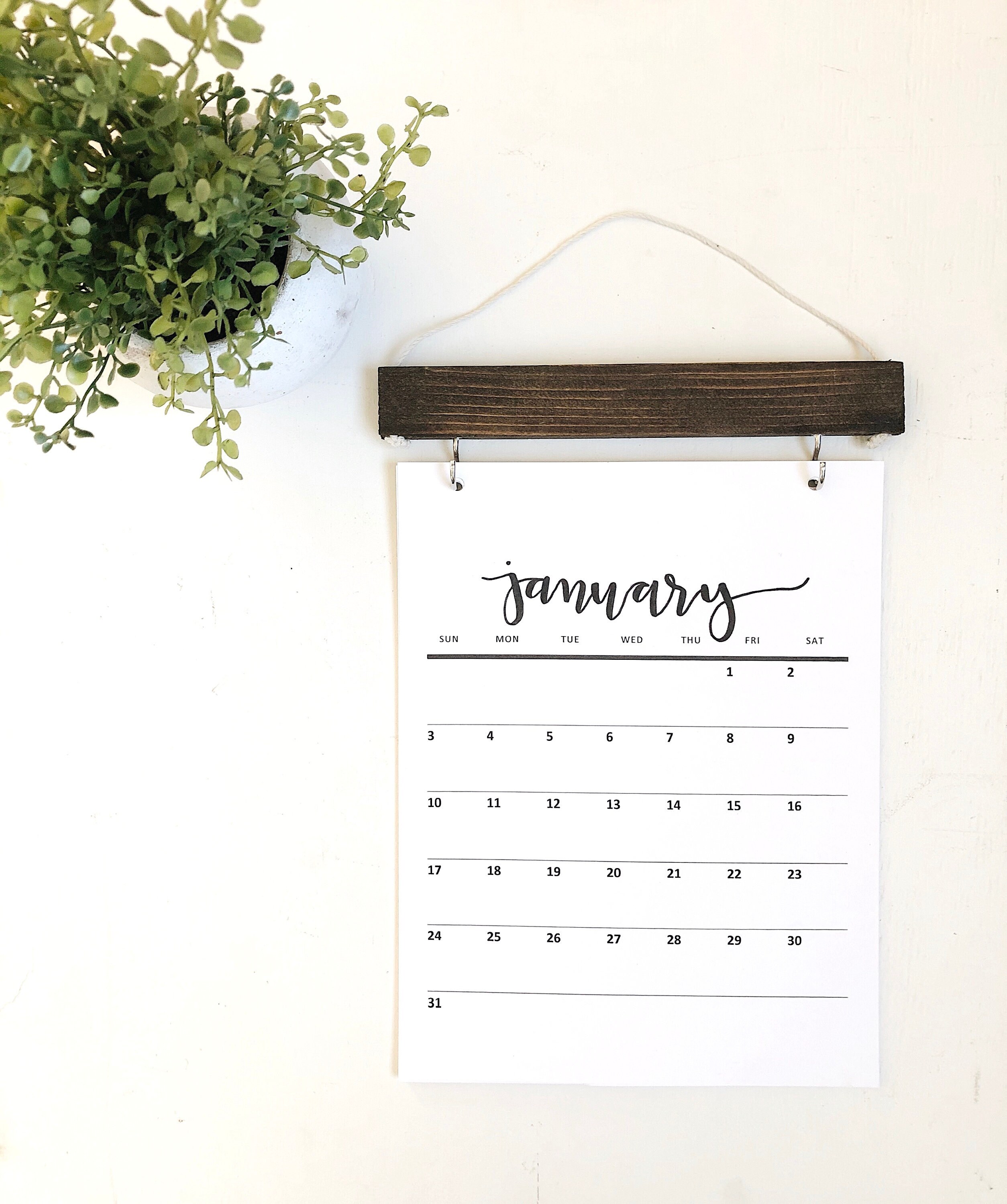 2021 Calendar Monthly Calendar Wall decor Simple wood Etsy