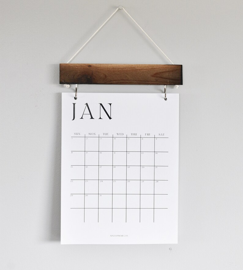 2023 Wood Calendar Monthly Calendar Wall Decor Simple Wood Etsy
