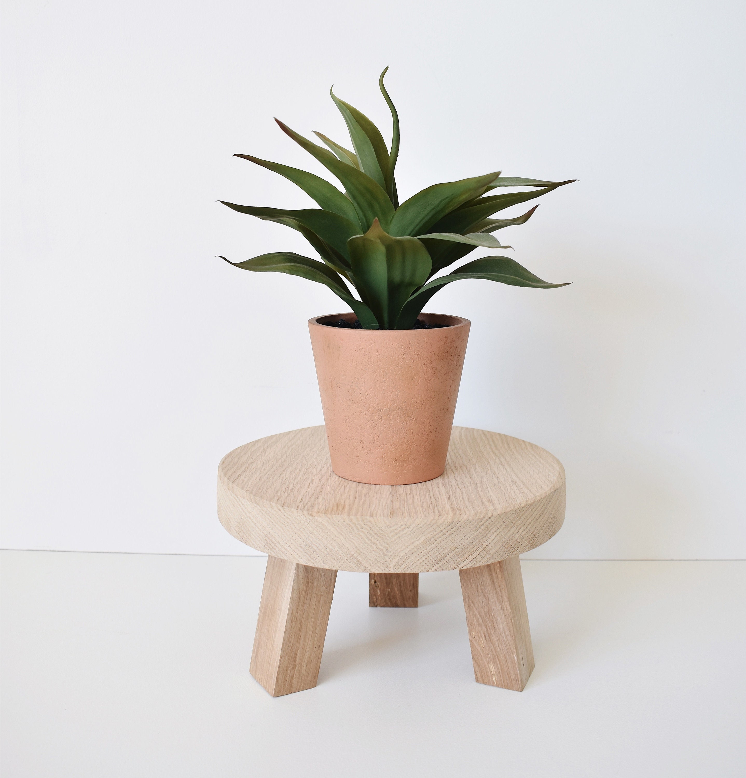 Stool Round Stool Plant Stand White Oak Natural Wood - Etsy