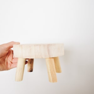 Stool, Round stool, Plant stand, Natural wood decor, Bathroom stool, Bohemian, Scandinavian style furniture, Handmade, Mini plant stand
