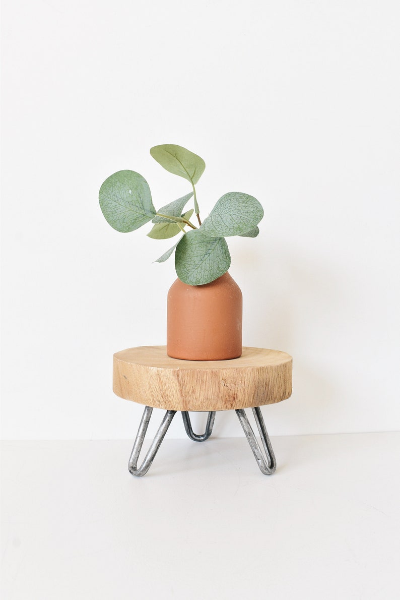 Plant stand, Round stand, Hairpin legs, Candle stand, Candle holder, Centerpiece decor, Table decor, Home decor, Modern wood decor, Gift image 5