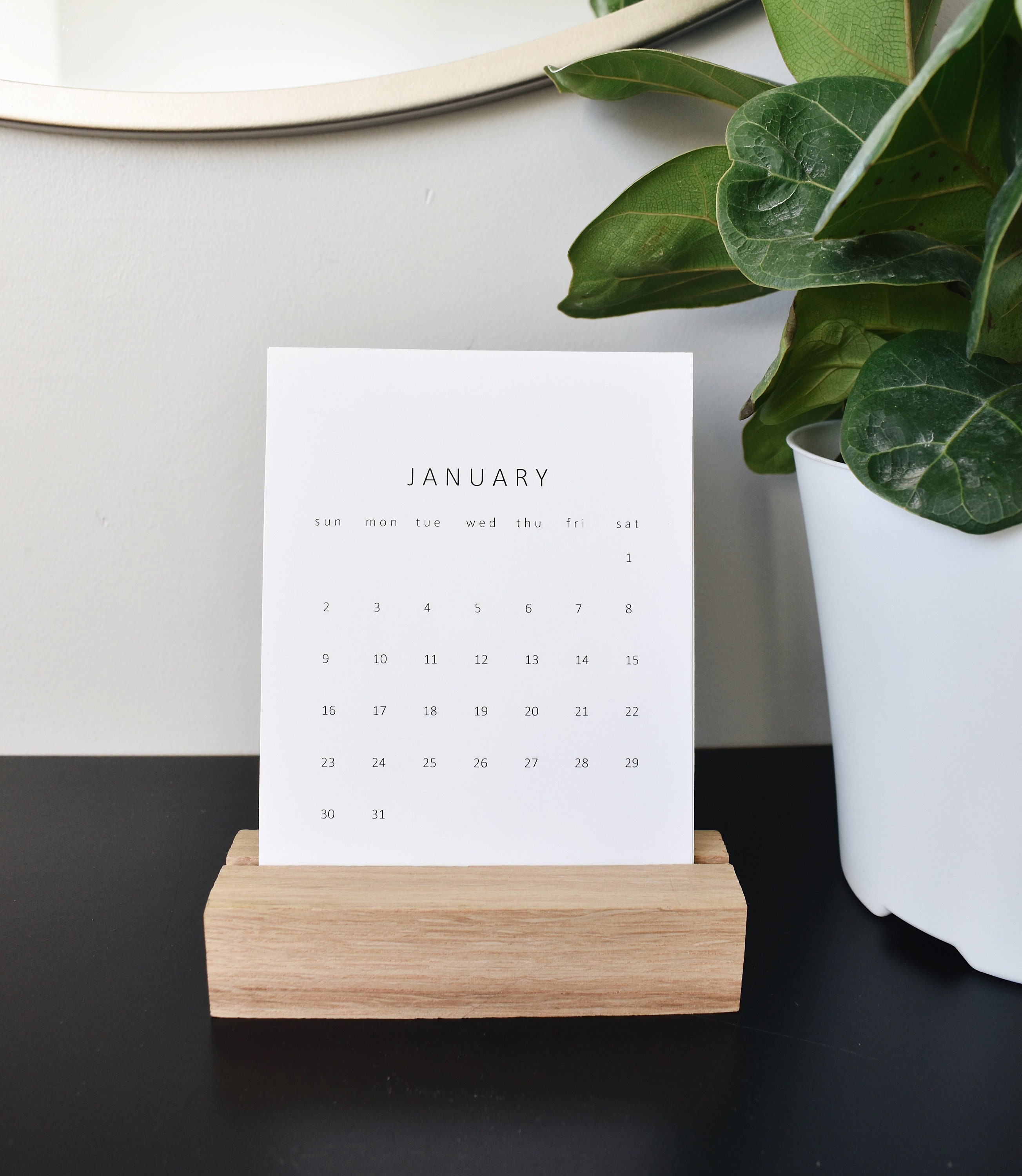 2023 Mini Desk Calendar Wood Calendar Wooden Stand Etsy