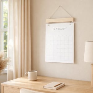 2026 Wood Calendar with boxes, Monthly Calendar, Wall decor, Simple wood calendar, monthly minimal, Natural wood, modern planner