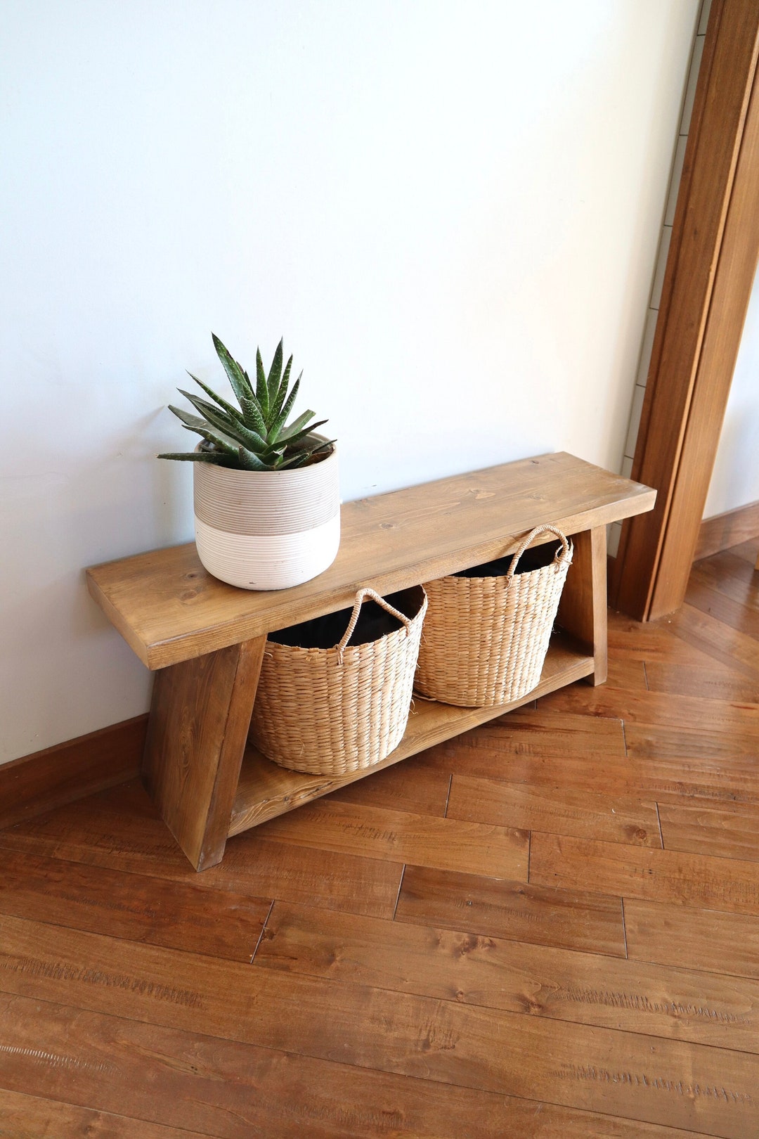 Entryway Bench, Wood Bench, Natural Wood Bench, Mudroom Bench, Storage ...